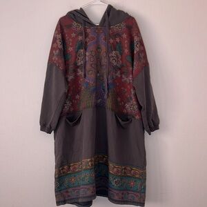 Monthogrin Hooded SweatShirt Dress Size Large Floral Printed